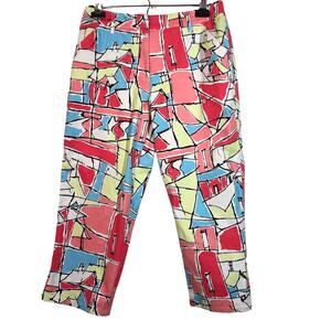 Talbots Stretch Capris Colorful Abstract Cityscape Print  Size10 Petite Cropped